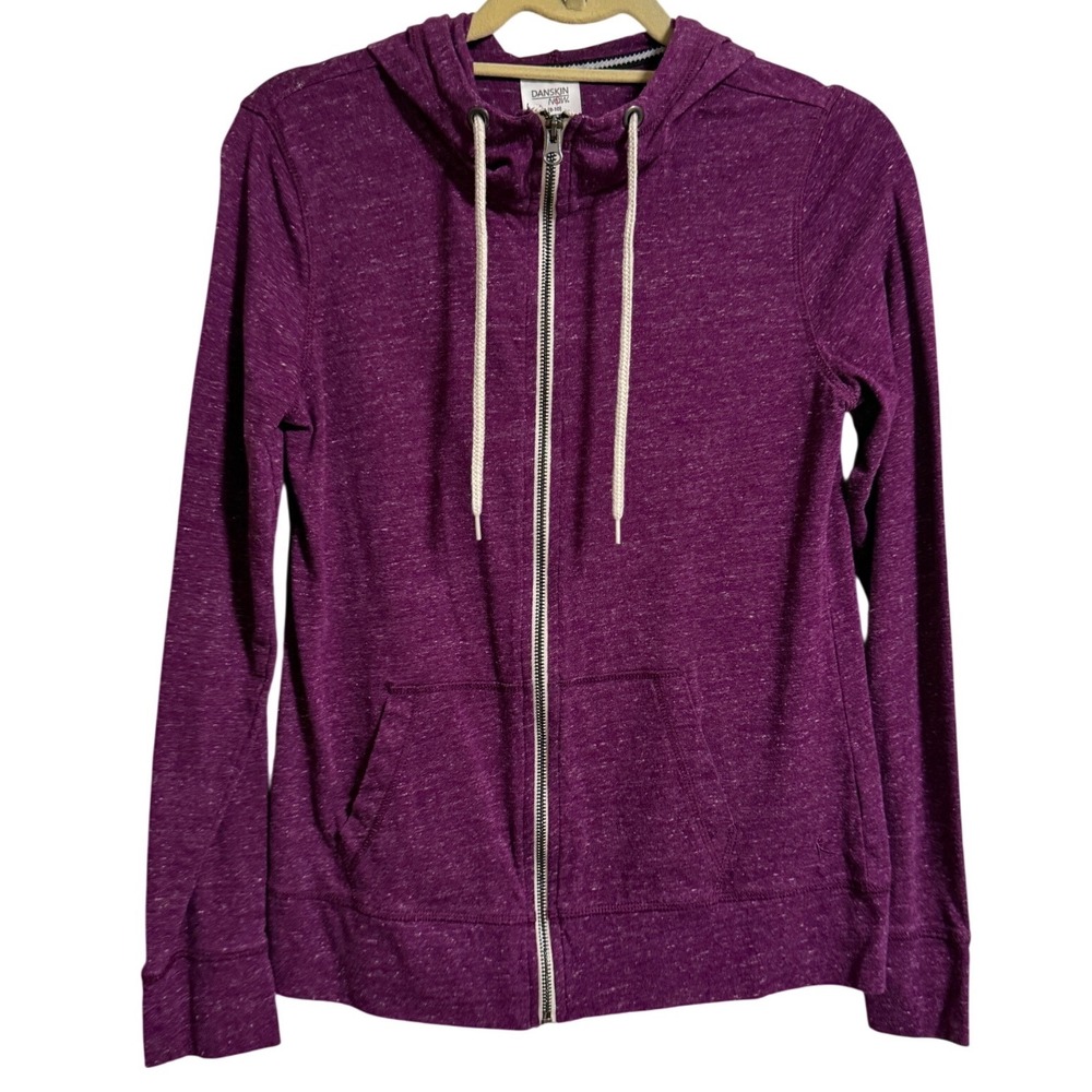 Danskin Now Womens Purple Heather Full Zip Hoodie Sweatshirt Size M 8-10